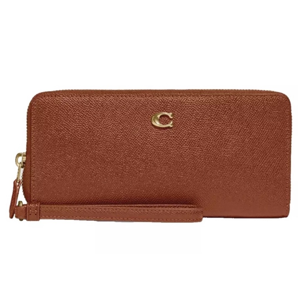 New Coach Continental Wallet Crossgrain Leather 1941 Saddle